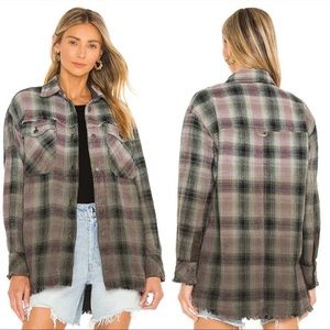 Free People Anneli Plaid Shirt Jacket Size Medium M Spanish Olive Green